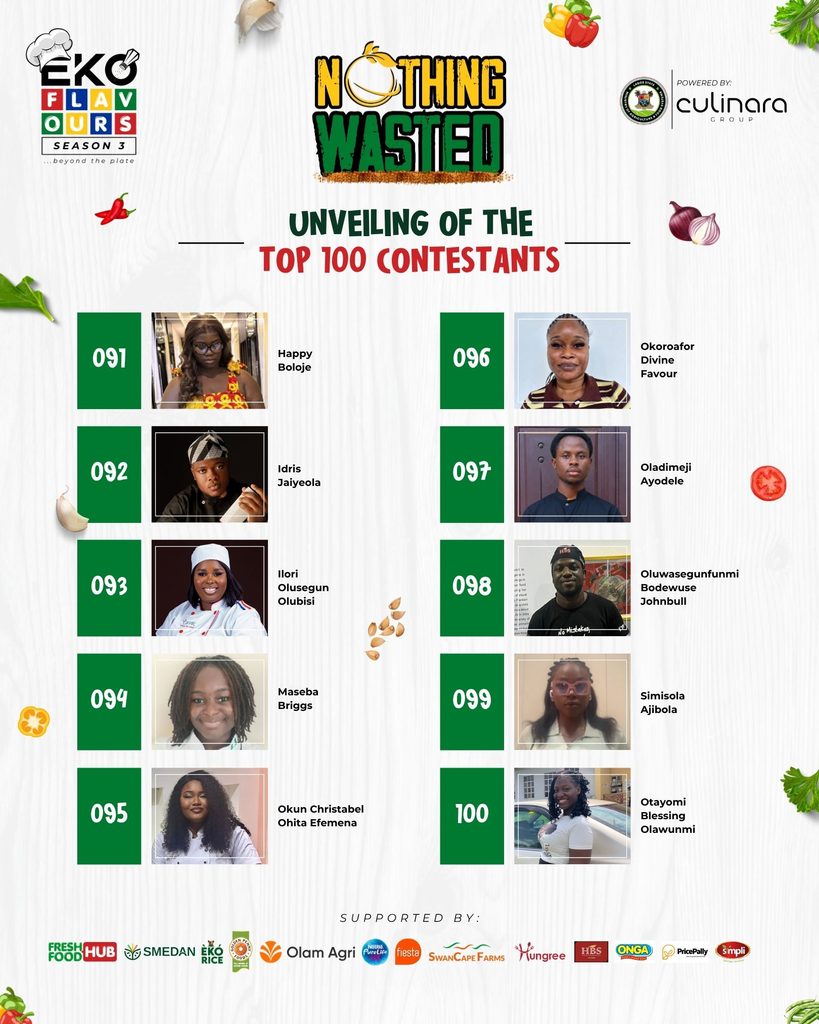 Eko Flavours Season 3 Top 100 contestants at the Lagos Fresh Food Hub.