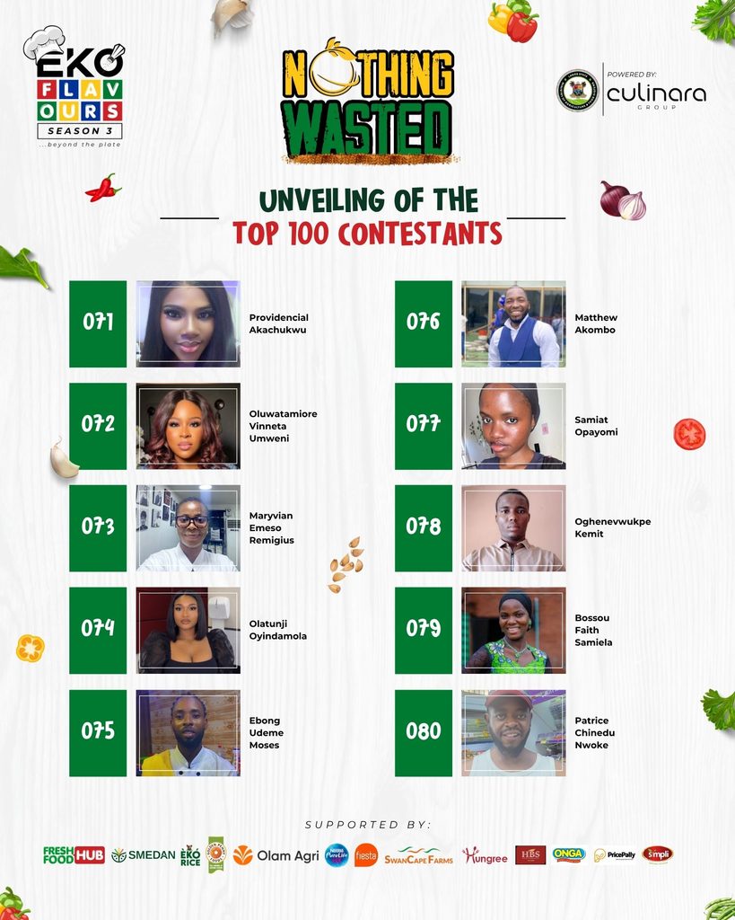 Eko Flavours Season 3 Top 100 contestants at the Lagos Fresh Food Hub.
